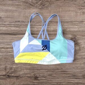 PELETON x WITH Collab Blue Green Pyramid Blue Strappy Sports Bra Size M